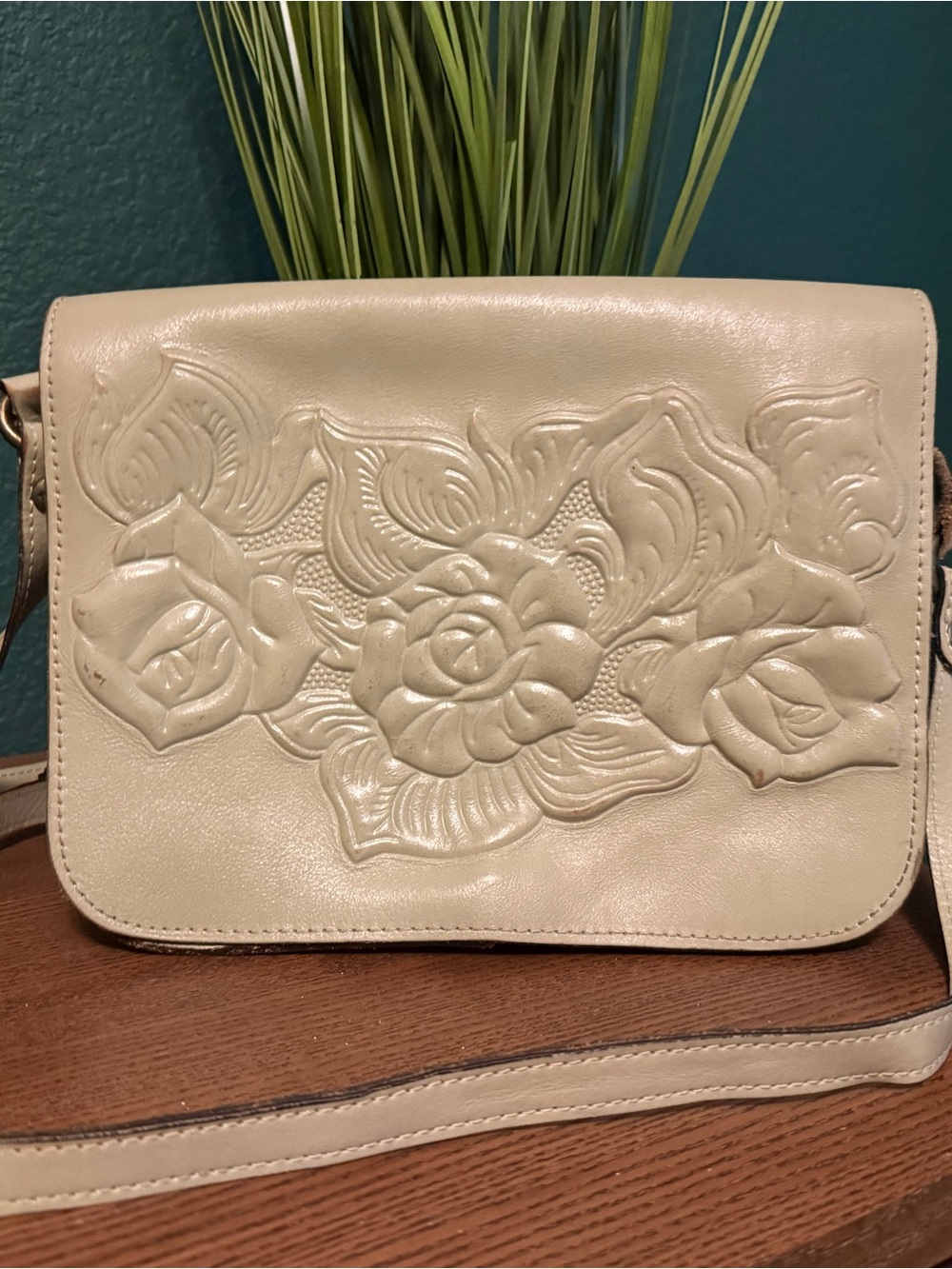 Patricia Nash Cream Floral Embossed Shoulder Bag